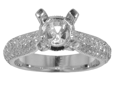 1.75 ct. TW Round Diamond Pave Engagement Semi Mount