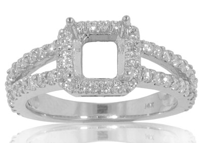 0.75 ct. TW Round Diamond Halo Engagement Semi Mount
