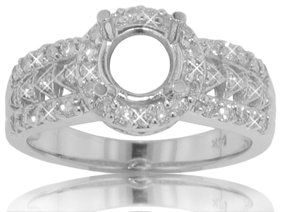 0.75 ct. TW Round Diamond Halo Engagement Semi Mount