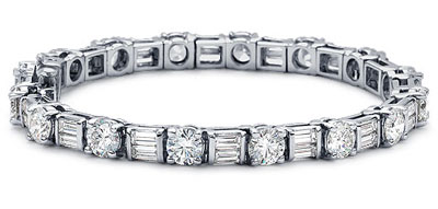 5.50 Ct. TW Round & Baguette Diamond Tennis Bracelet in 14 kt. Mounting