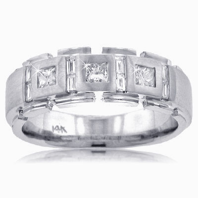 1.75 Ct. TW Men's Princess and Baguette Diamond Wedding Band