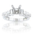 1.10 Ct. TW Round and Baguette Cut Diamond Engagement Semi Mount