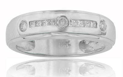 0.65 Ct. TW Men's Round and Princess Cut Diamond Wedding Band