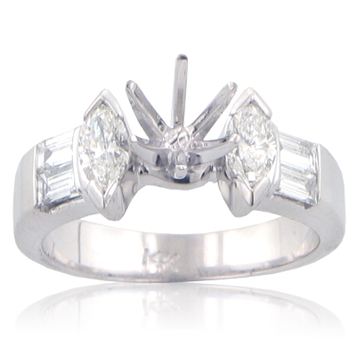 1.00 ct tw Marquise and Bagutte Cut Diamond Semi Mount