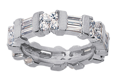 3.00 CT TW  LADIES ROUND AND BAGUETTE DIAMOND ETERNITY WEDDING BAND