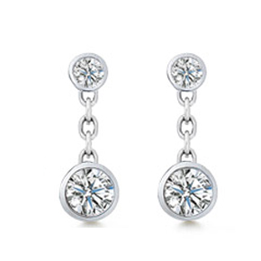 1.00 Ct. TW Lady's Round Cut Shape Diamond Drop Earrings in 14 kt Earrings