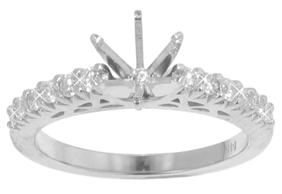 0.50 TW Round Diamond Accented Engagement Semi Mount