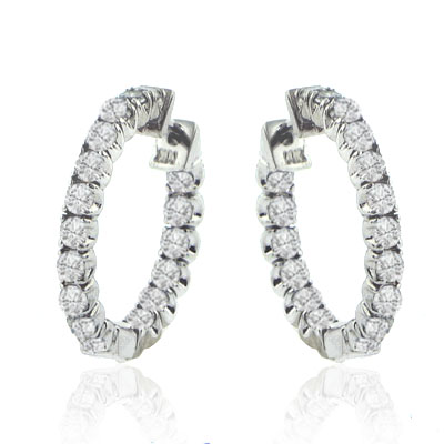 1.50 Ct. TW  Round Diamond Inside-Outside Hoop Huggy Earrings