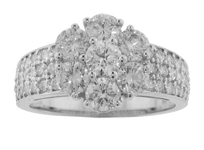 2.30 Ct. TW Ladies Round Diamond Cluster Anniversary Ring