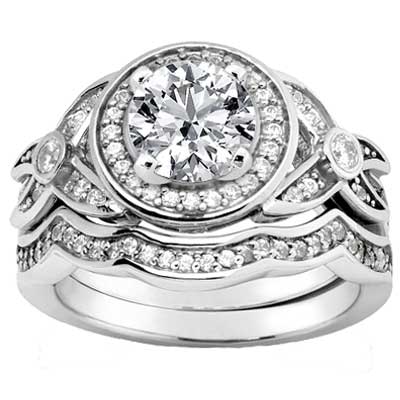 2.99 ct. TW Round Diamond Engagement Ring with Form Fit Matching Band