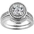 2.18 ct TW Round Diamond Halo Engagement Ring with Rounded Fit Matching Band
