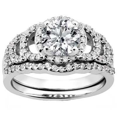 2.23 ct. TW Round Diamond Engagement Ring with Matching Wedding Band
