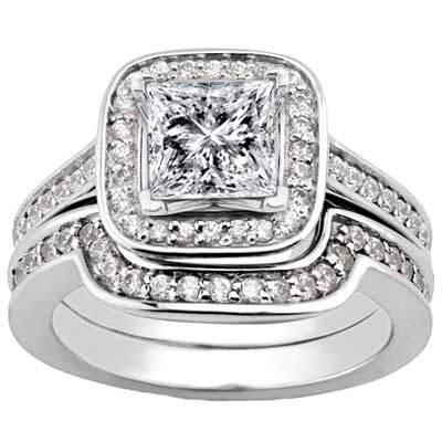 2.51 ct. TW Princess Diamond Engagement Ring Set with Matching Band