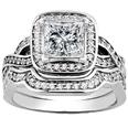 2.38 ct. TW Princess Diamond Engagement Ring Set with Form Fitting Band