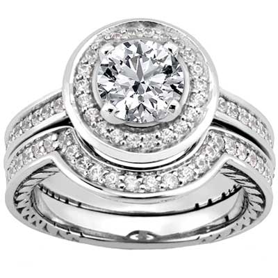 2.56 ct. TW Round Diamond Engagement Ring Set with Matching Band