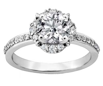 1.61 ct TW Round Diamond Halo Engagement Ring