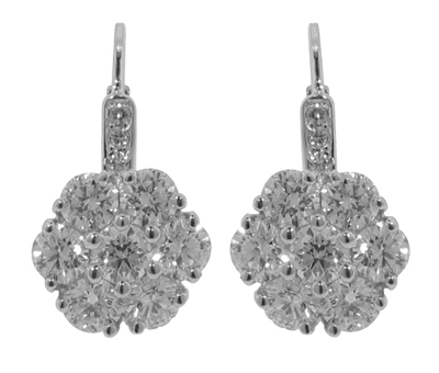 2.00 Ct. TW Round Diamond Drop Cluster Earrings French Back Mounts