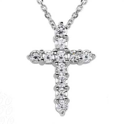 1.10 ct. TW Prong Set Round Diamond Cross Pendant