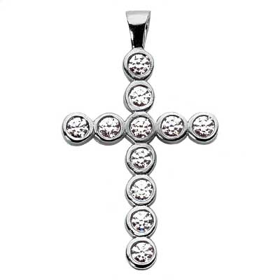 1.10 ct. TW Bezel Set Round Diamond Cross Pendant