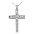 0.65 ct. TW Channel Set Round Diamond Cross Pendant