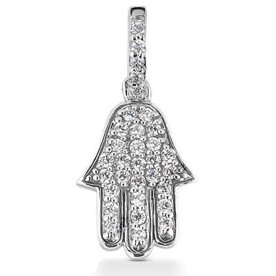 0.20 ct. TW Pave Set Round Diamond Hand of God Pendant