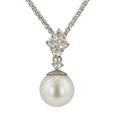 Ladies 11 mm Natural Pearl and 0.50 ct Diamond Pendant in 14K White Gold
